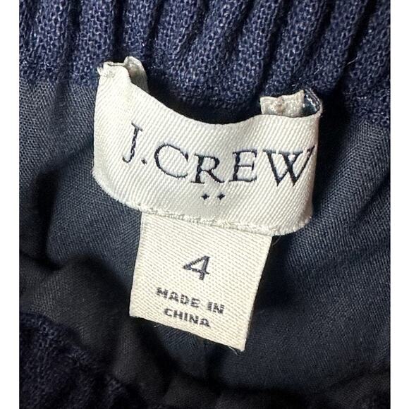 J. Crew Navy Linen Cotton Blend PaperBag Scalloped Edge Skirt Women's Size 4 NWT - Picture 3 of 5